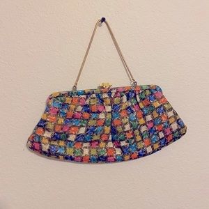 Vintage Multi-Color Block Pattern Purse